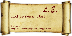 Lichtenberg Etel névjegykártya